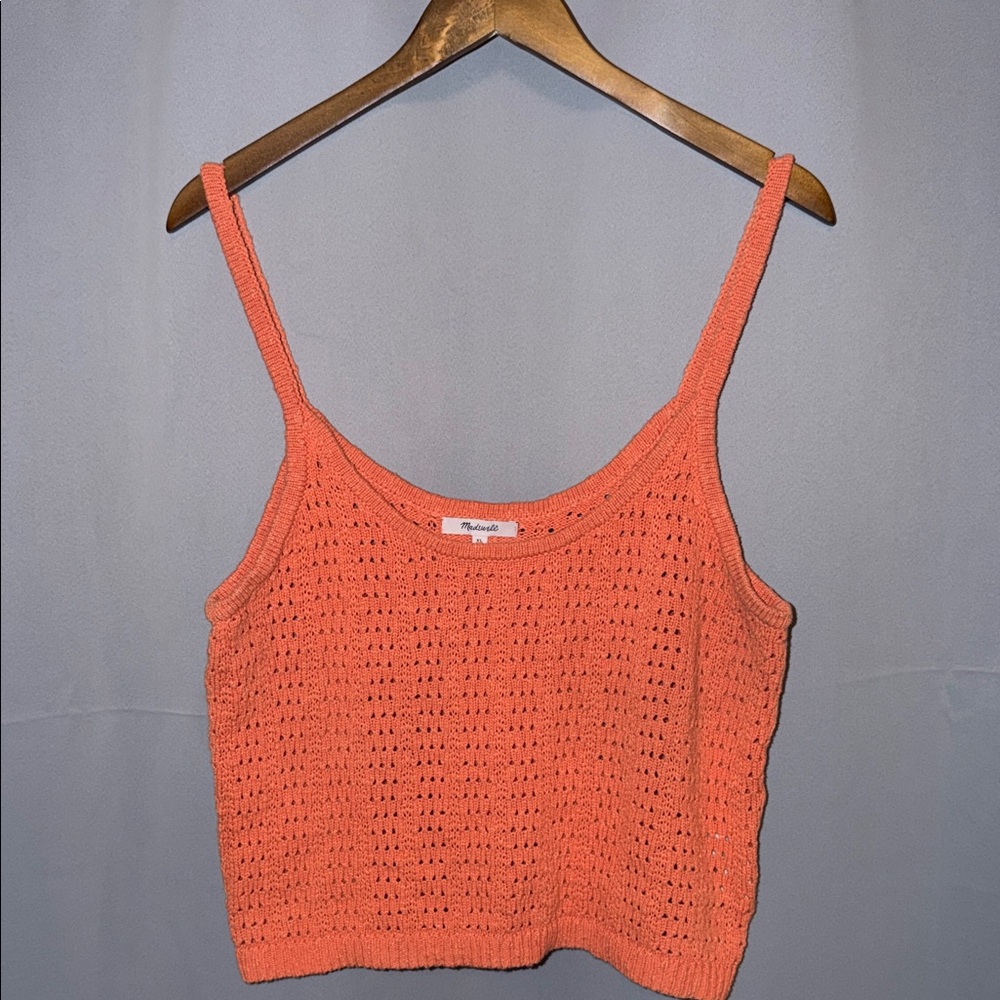 Madewell Orange Knit Camisole cable knit 90s minimalist y2k Anthropology Size XL